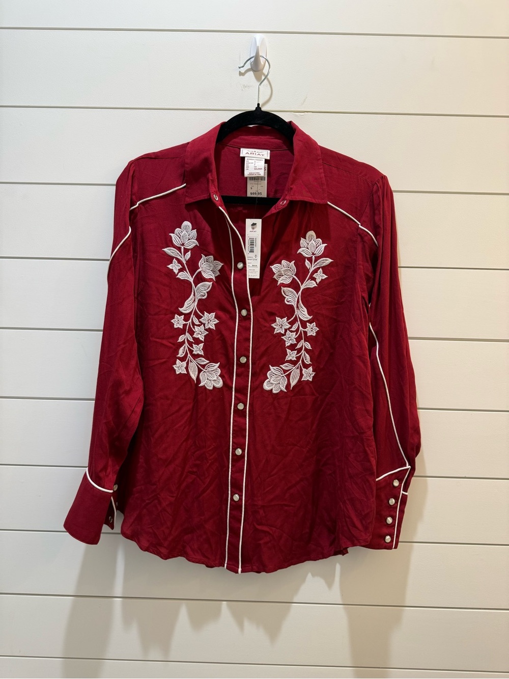 Ariat Red Women's Western Shirt with White Label